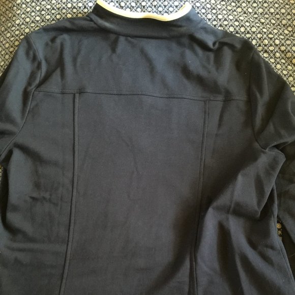 JM Collection Navy and White Accent Zip Jacket Size Gold Tone Zippers & Snaps L - Picture 2 of 10